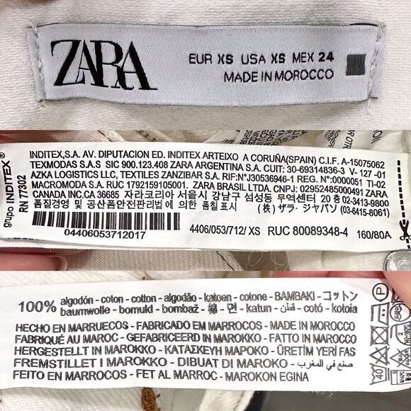 Zara Cotton Denim Jumpsuit Boilersuit with Contrast Topstitching in Ecru Size XS - Picture 4 of 16